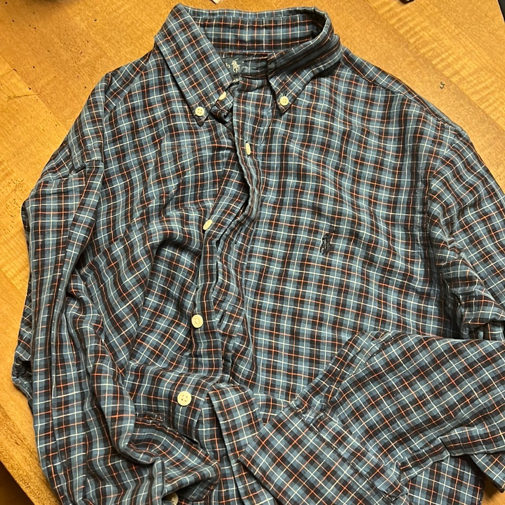 Ralph Lauren blue checkered shirt, great condition